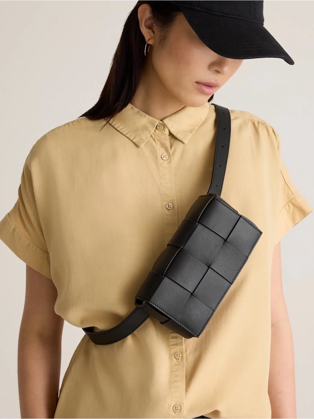 QUINCE Italian Leather Handwoven Box Belt Bag